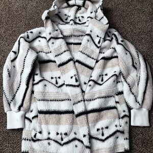 Oversized Sherpa Hoodie - Black, White, and Cream